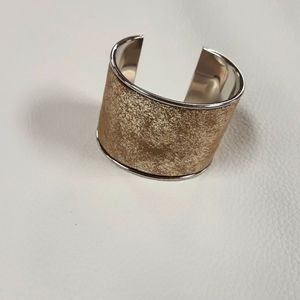 Silver Tone/ Cuff Bracelet w/Metallic Silver/ Tan Suede Detail/ Bohochic